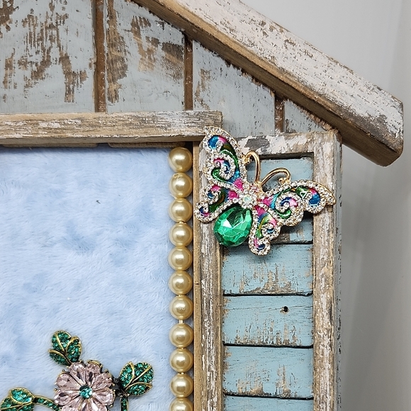 Rustic Blue and Brown Jewerly Art Piece - Picture 3 of 8